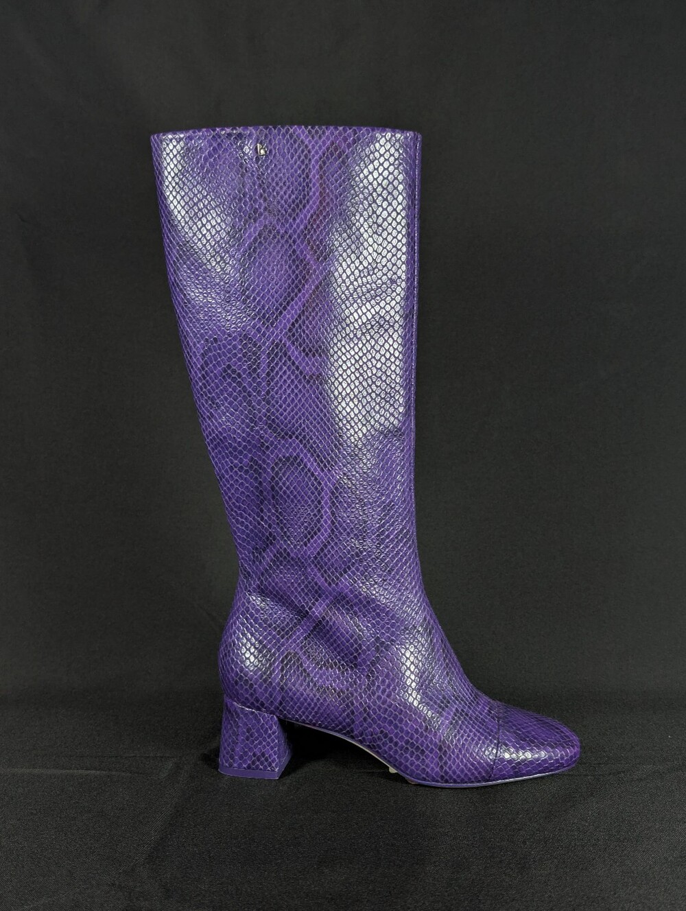 Larroudé Kate Purple Snake Print Leather Boot Size 6 Womens
